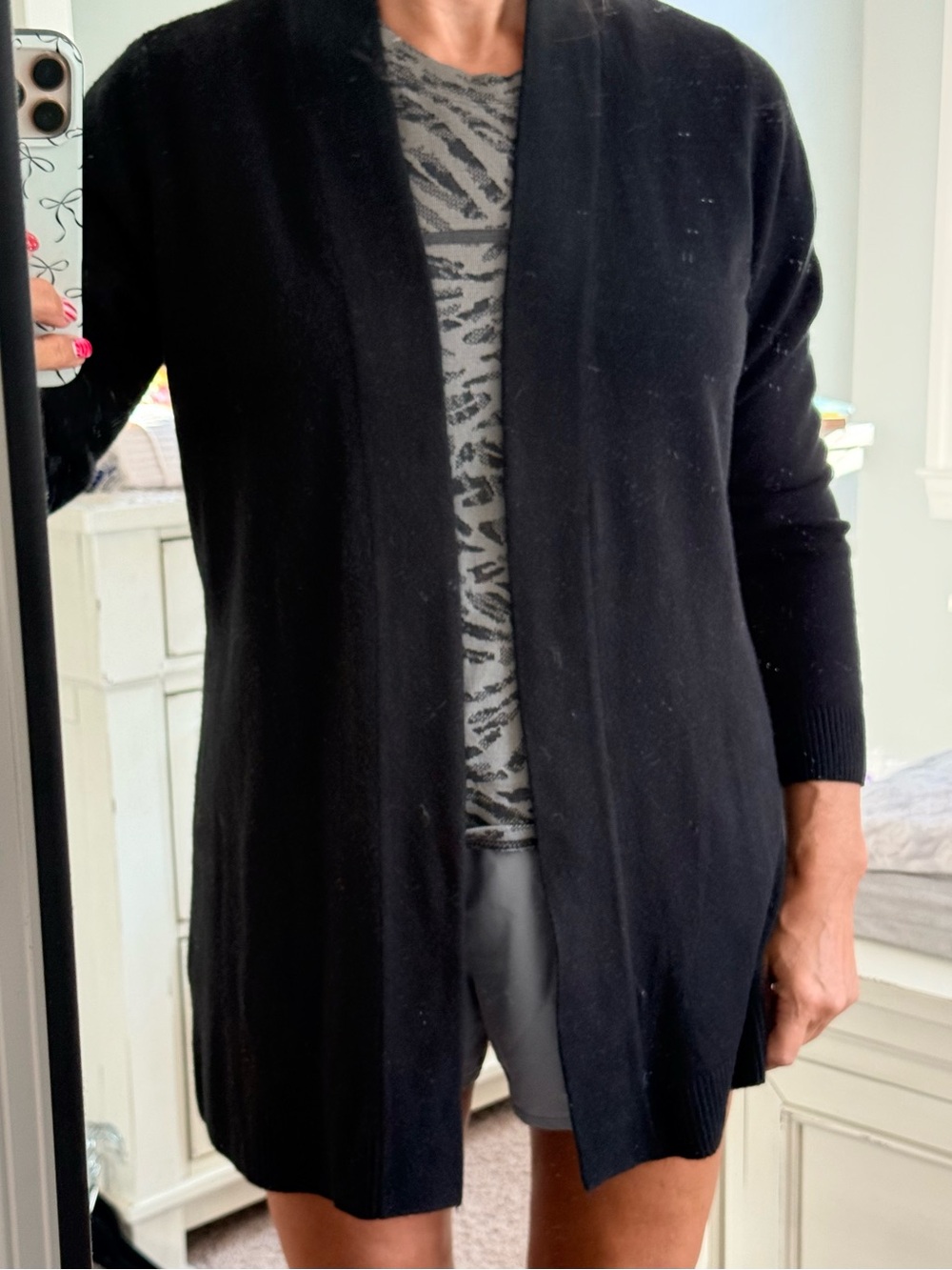Karen Scott Black Open-Front Cardigan
